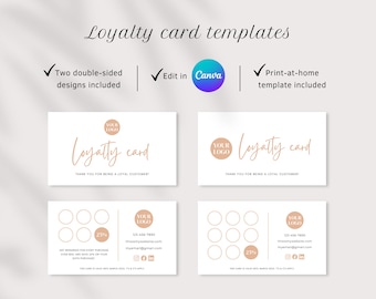 Loyalty card template, punch card, loyalty stamp card, beauty loyalty cards, editable template, lash tech cards, Reward Punch Card