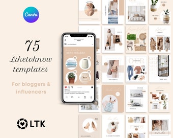 75 LTK Canva neutral templates | Liketoknowit collage | Warm LTK posts for Influencers & bloggers | Content creator templates | LTK Collage