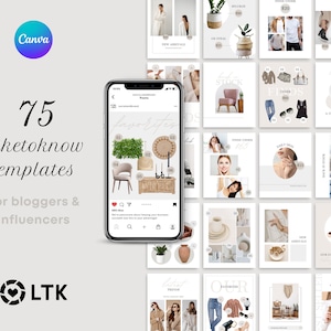 75 LTK Canva neutral templates | Liketoknowit collage | LTK posts for Influencers & bloggers | Content creator templates | LTK Collage