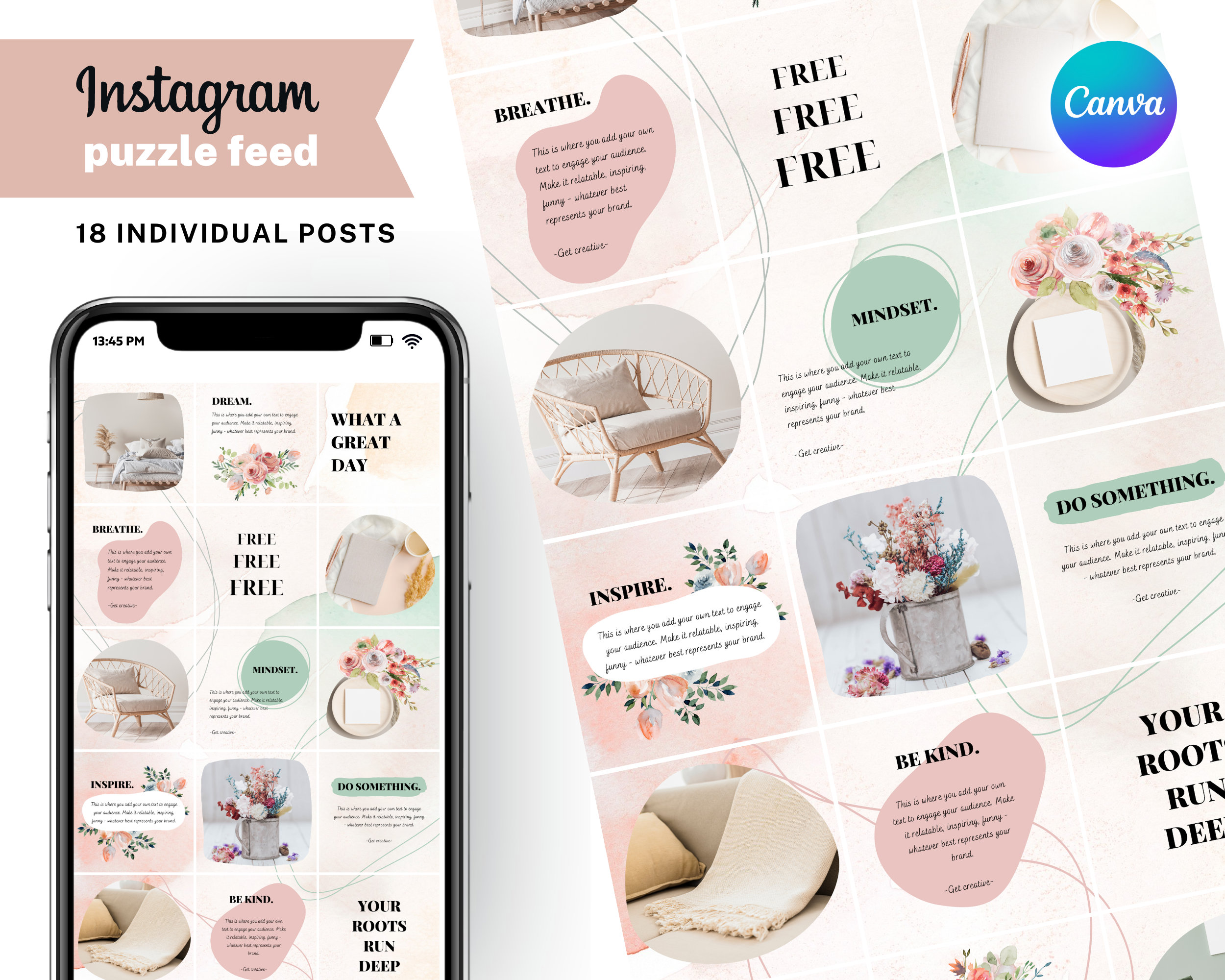 Canva Instagram Temp, Boho Instagram Puzzle Grid, Ig Puzzle Feed, Beige ...