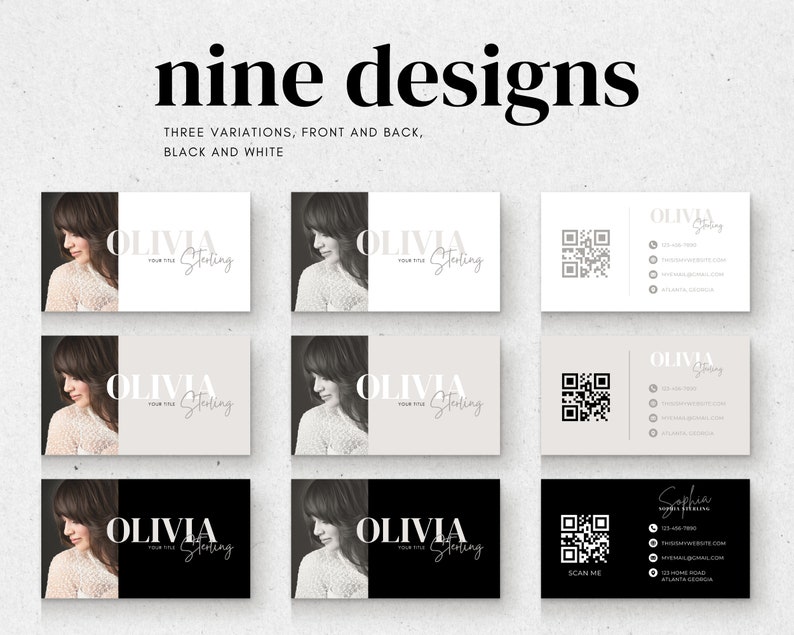 Printable QR Business Card Template, DIY Photo Calling Card (canva) - Etsy