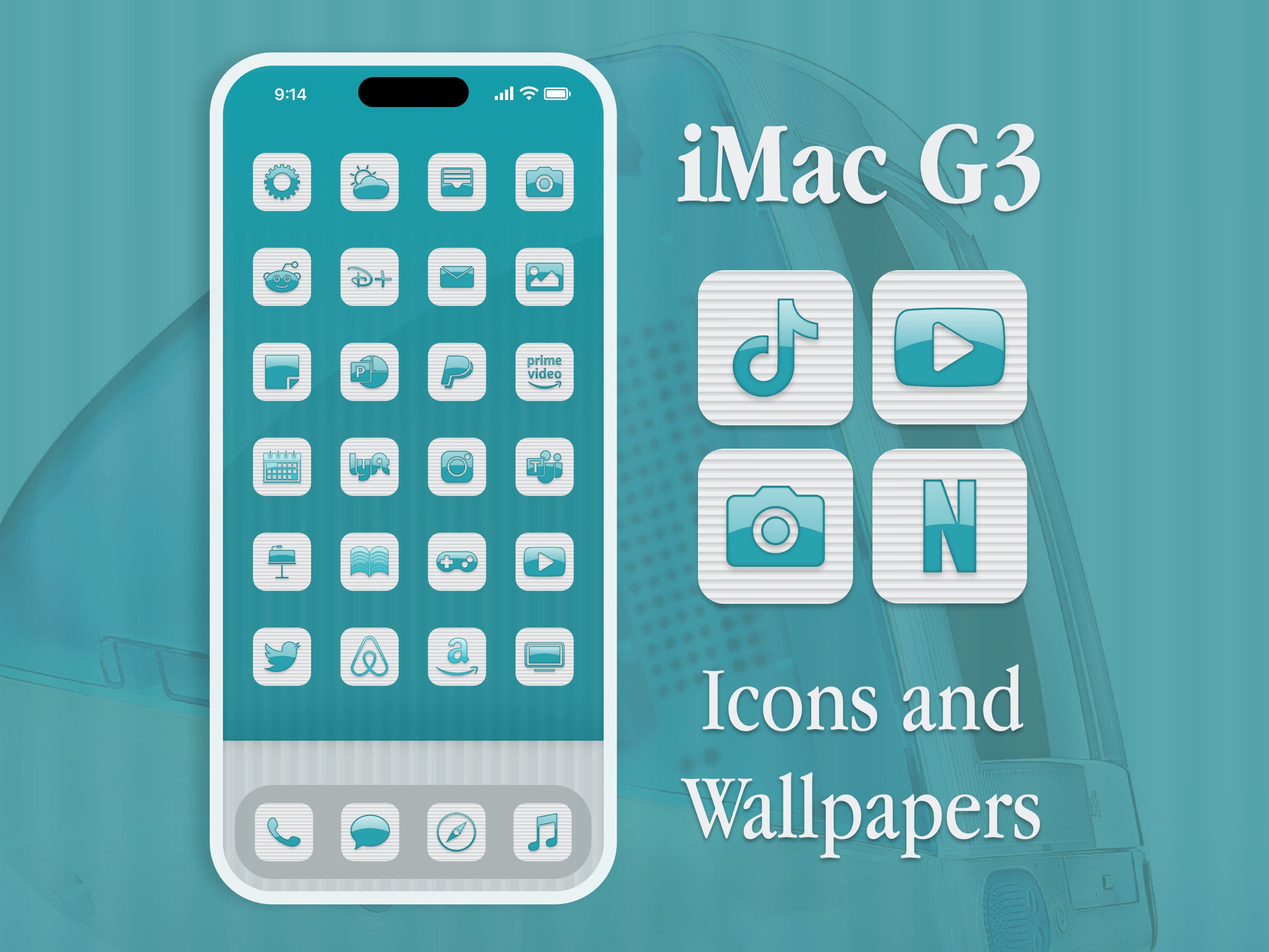 Classic Imac G3 Ios 16 Icons & Wallpaper Pack, Retro, Rainbow ...
