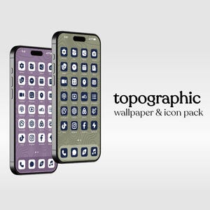 Topographic Icon and Wallpaper Set iOS 18 modern and minimal, aesthetic wallpaper (DIGITAL DOWNLOAD)