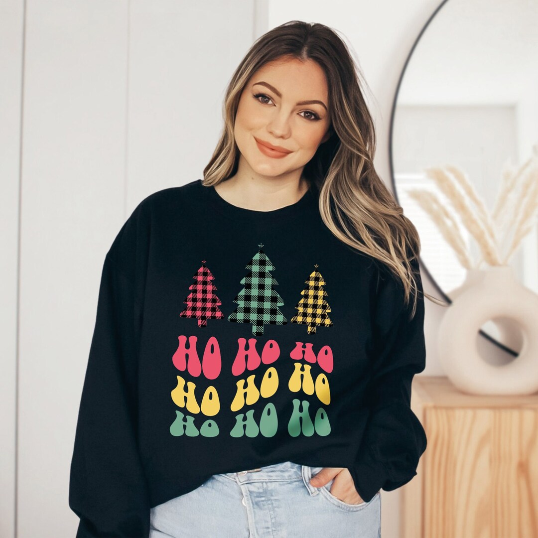 Christmas Tree Sweatshirt Ho Ho Ho Christmas Sweatshirts for Etsy