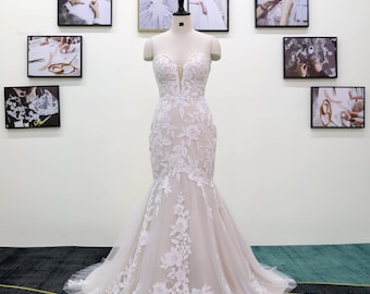 Lace Mermaid Wedding Dress, Sexy Bridal Gown