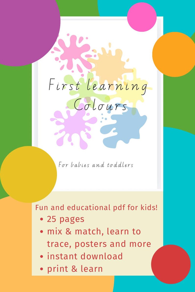 Printable Toddler Colour Learning Pack | 25 Pages | Instant Download - Etsy