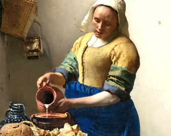 Die Milchmädchen - Kreuzstich Kreuzstich Klassisches Gemälde Muster / Johannes Vermeer / Dutch Famous Art / Barock / PDF Sofort Download / Frau