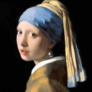 La ragazza con l&#39;orecchino di perla - Modello di pittura classica a punto croce contato / Johannes Vermeer / Arte famosa / Donna / Download istantaneo PDF