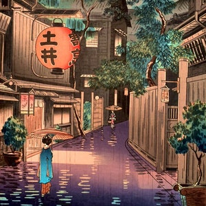 Japan Counted Cross Stitch Classic Painting Pattern / Kagurazaka at Ushigome/ Koitsu Tsuchiya / Japanese Landscape / Japan Embroidery / Art