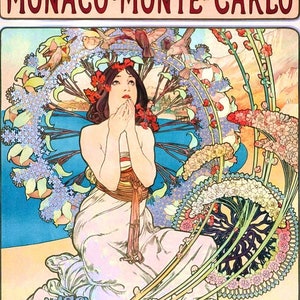 アルフォンス・ミュシャ クロスステッチの古典絵画パターン / モナコ モンテカルロ / 有名な絵画 / PDF 即時ダウンロード / アールヌーボー