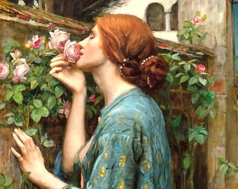 The Soul of the Rose - Counted cross stitch classic painting pattern / John William Waterhouse / Flower Embroidery / Famous Artwork / Woman