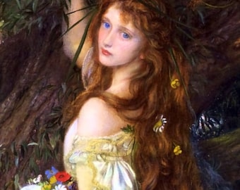 Ophelia - Counted Cross Stitch Classic Painting Pattern / Arthur Hughes / Hamlet / Famous Artwork / Mythology Art Embroidery / PDF Download
