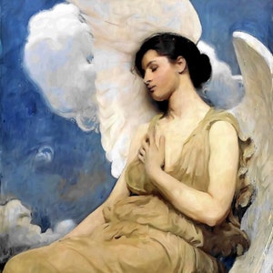 Winged Figure - Counted Cross Stitch Classic Painting Pattern / Angel Embroidery / Christianity / Woman / PDF Instant Download / Angel Wing