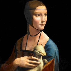 The Lady with an Ermine - Counted Cross Stitch Classic Painting Pattern / Leonardo da Vinci / Famous Art / Woman Embroidery / Italy / PDF