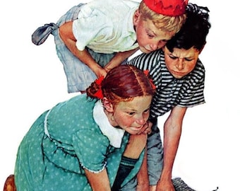Marble Champion - Counted Cross Stitch Classic Painting Pattern / Norman Rockwell / Vintage Magazine Illustration / Children Art / Retro Art