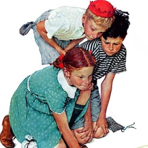 Marble Champion - Counted Cross Stitch Classic Painting Pattern / Norman Rockwell / Vintage Magazine Illustration / Children Art / Retro Art