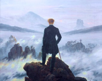 The Wanderer Above the Sea of Fog - Counted Cross Stitch Classic Painting Pattern / Caspar David Friedrich / Famous Artwork / Nature / PDF