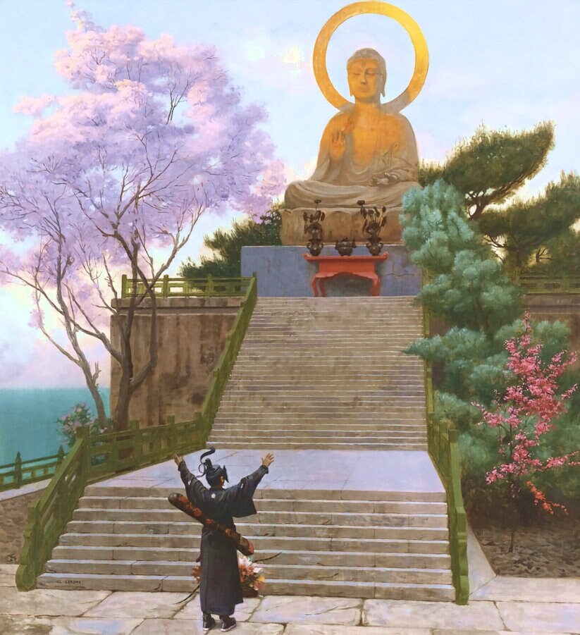 日本画 風景画レーム 日本の風景 - クロスステッチのクラシックな絵画パターン / ジャン