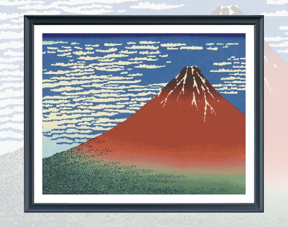 クロスステッチ完成品【富士山】 刺繍 クロスステッチ完成品【富士山と鳥居】 - メルカリ