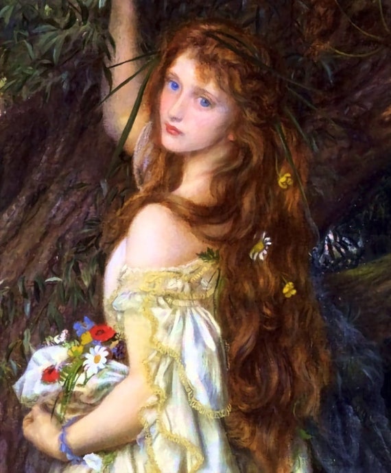 Ophelia - Counted Cross Stitch Classic Painting Pattern / Arthur Hughes / Hamlet / Famous Artwork / Mythology Art Embroidery / PDF Download
