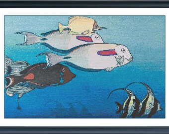 ホノルルの魚 - クロスステッチのクラシックな絵画パターン