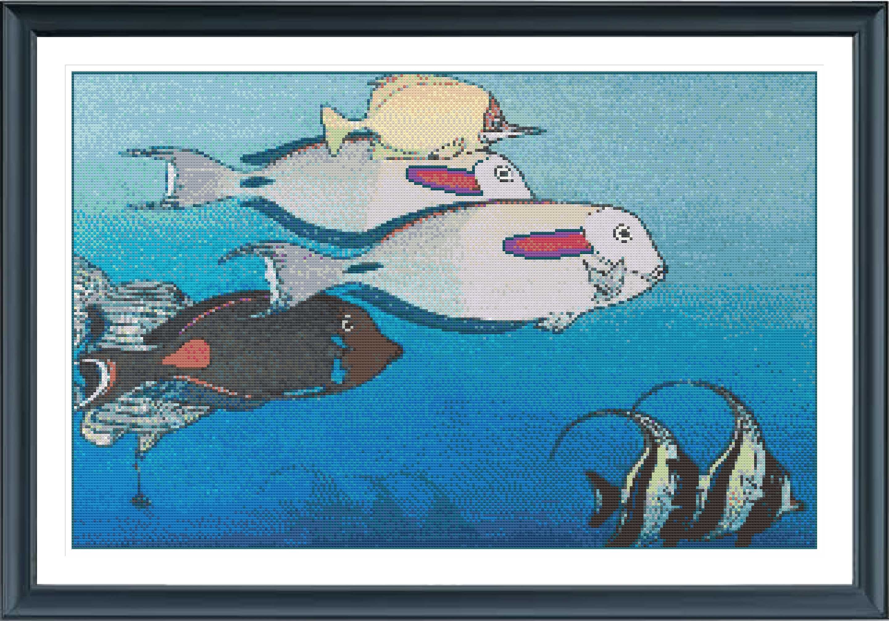 絵画　ANNA．Ｋ　魚 ホノルルの魚 - クロスステッチのクラシックな絵画パターン