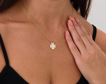 14k Gold Clover Necklace - Clover Jewelry - Gold Plated Clover Necklace - Gift for Her -Best Friend Gift - Initial Necklace-Mothers Day Gift