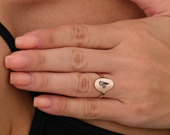 14K Gold BirthFlower Ring - Custom Jewelry - 925 Sterling Silver Ring - Custom Ring - Gift for Mom - Silver Ring - Mothers Day Gift
