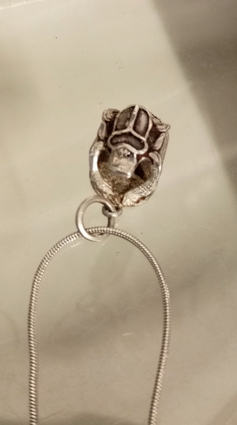 Sterling Silver Scarab Pendant Necklace Vintage Etsy