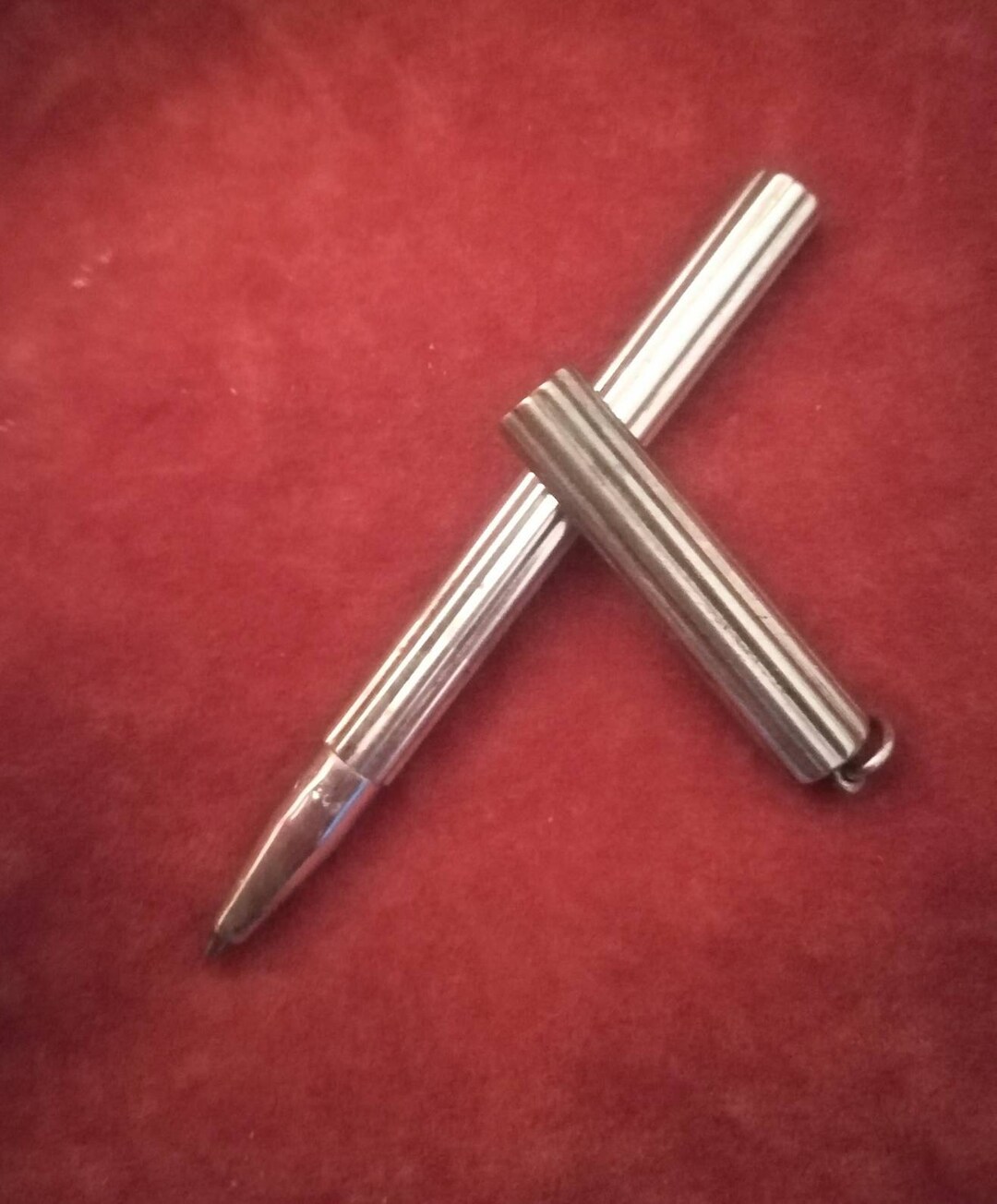 Silver Vintage Mini Fountain Ball Point Pen Line Pattern Etsy