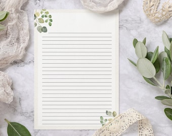 Eucalyptus Stationery, Printable Letter Writing Paper (Digital Download)