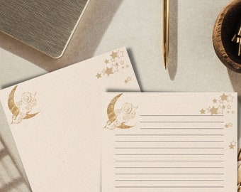 writing paper for letters Moon and Stars, Printable Stationary, Celestial Moon, Instant Download, Digital Download, Moon Stationary, A4 US Letter Astrology Stationary