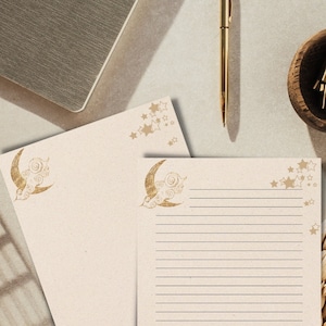 Moon and Stars Printable Stationery | Celestial Theme | Instant Download | A4 & US Letter Astrology Paper