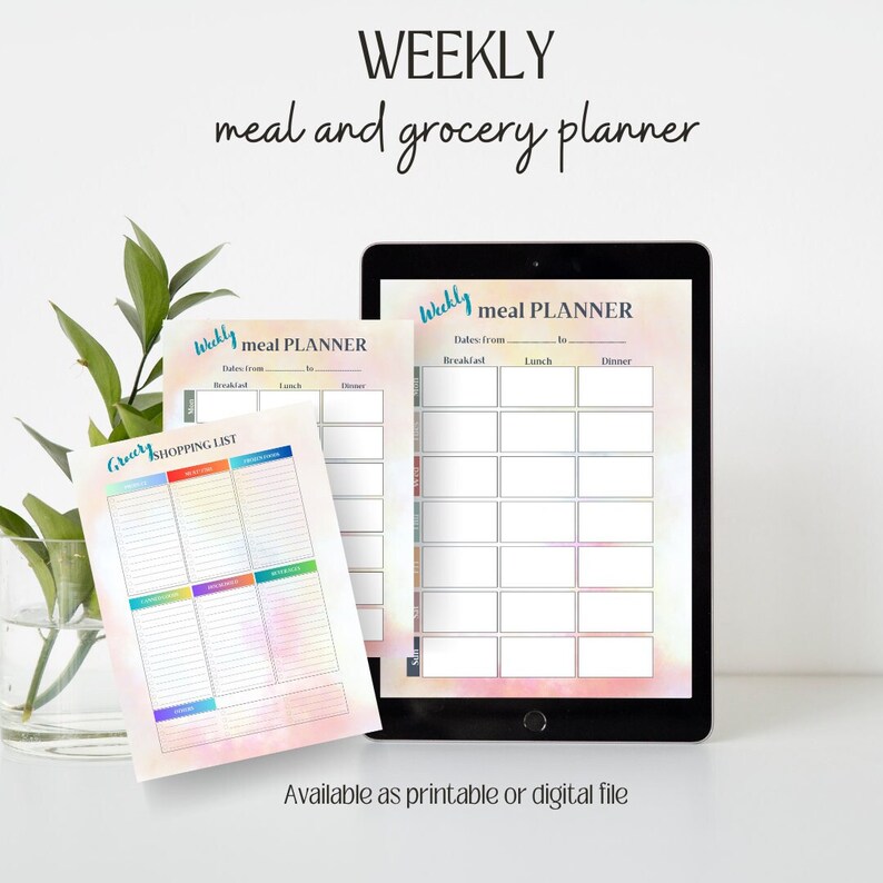 Weekly Meal Planner, Meal Prep Guide, Menu Planner, Instant Download