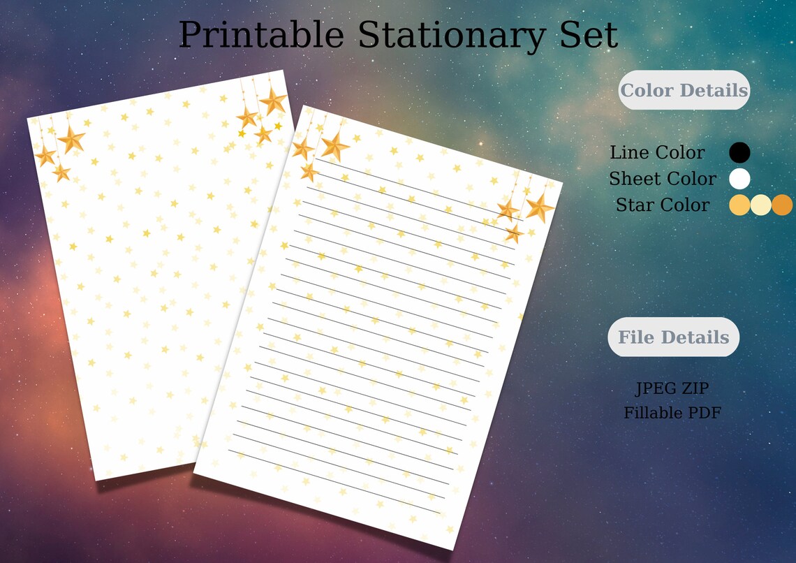 Star Paper Star Line Printable Stationary Instant Download - Etsy