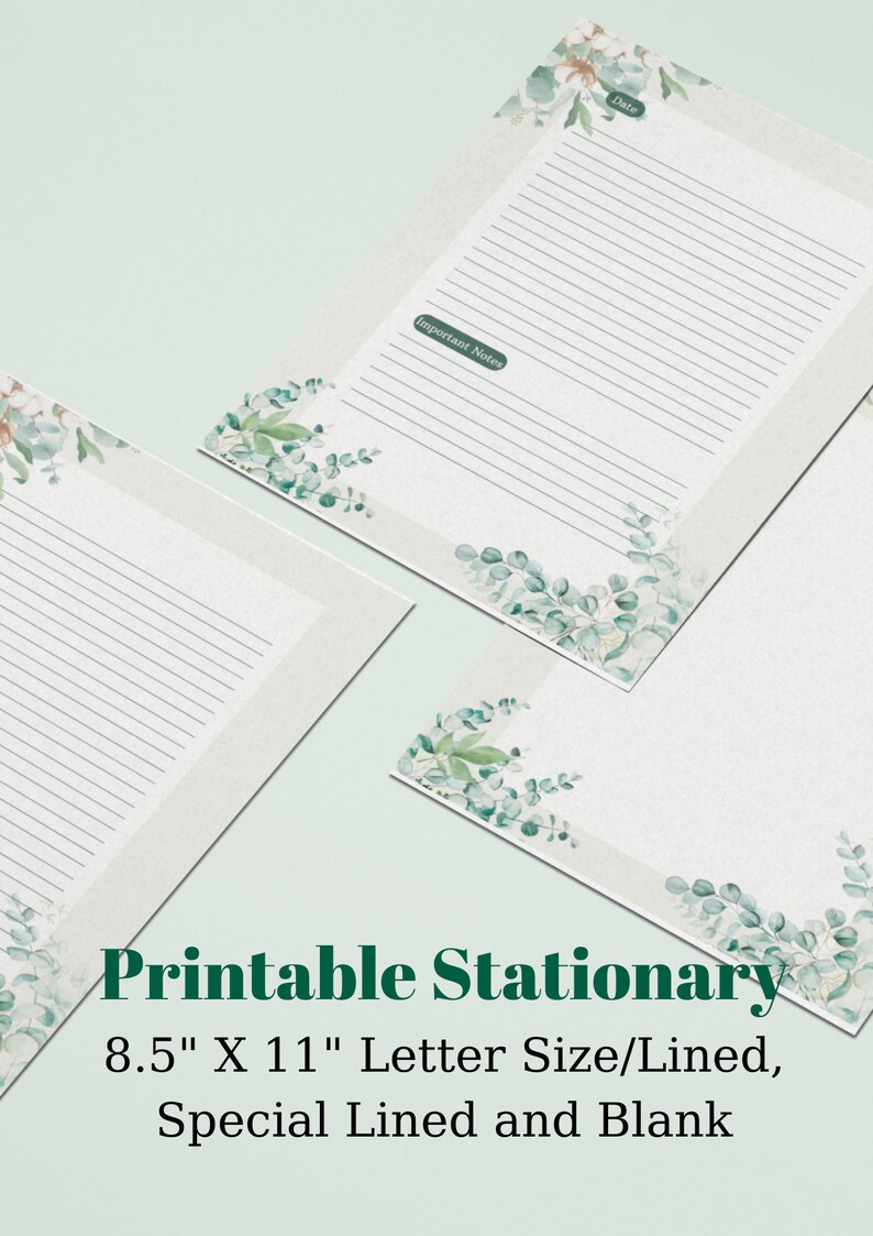 Printable Stationery PRINTABLE Stationery Printable Paper Botanical