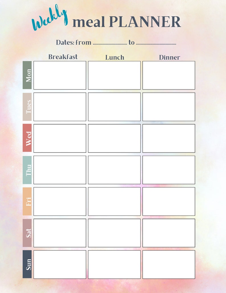 Weekly Meal Planner, Meal Prep Guide, Menu Planner, Instant Download