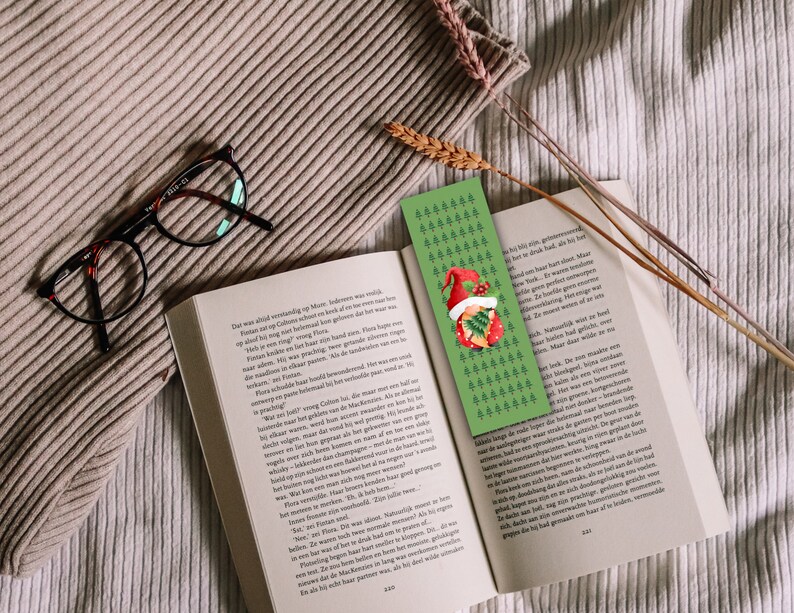 Printable Christmas Bookmarks Gifts for Book Lovers Gnome Etsy