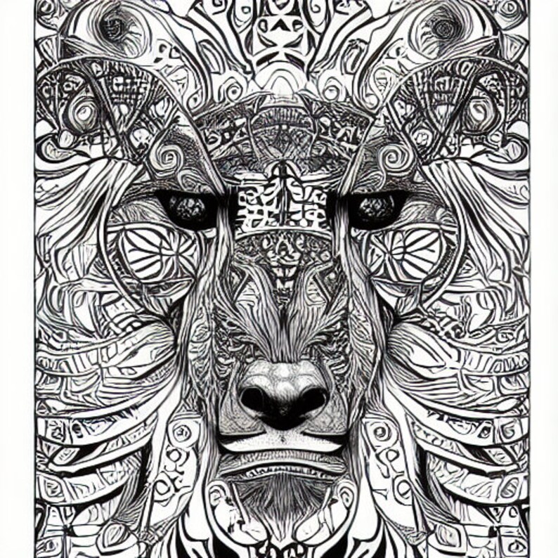 Downloadable 100 PAGES Adult Coloring Book Tribal Animal Etsy