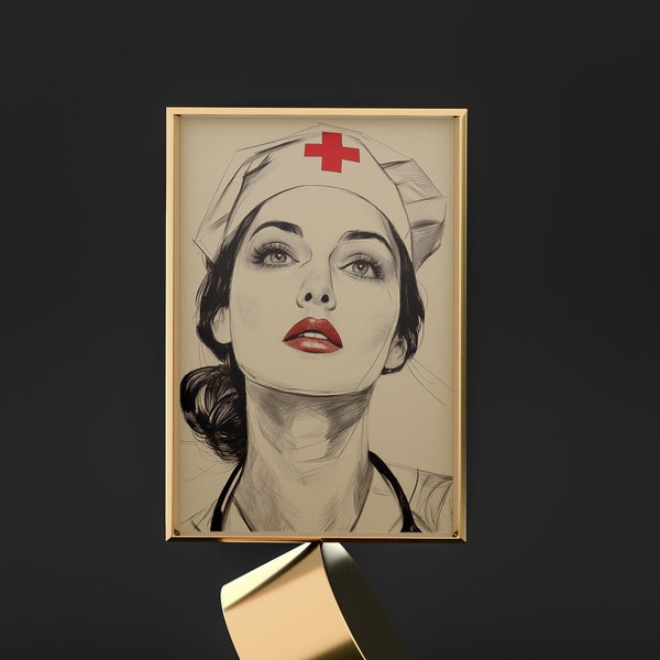 Vintage Nursing Uniform Inspired Wall Art - Perfect Gift for Nurses & Medical Students - Nostalgic Decor for Healing Souls