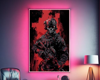 Unit Gaming Room Decor - Custom Call of Duty Poster in Hand-Drawn Style - Stylish Digital Gaming Art