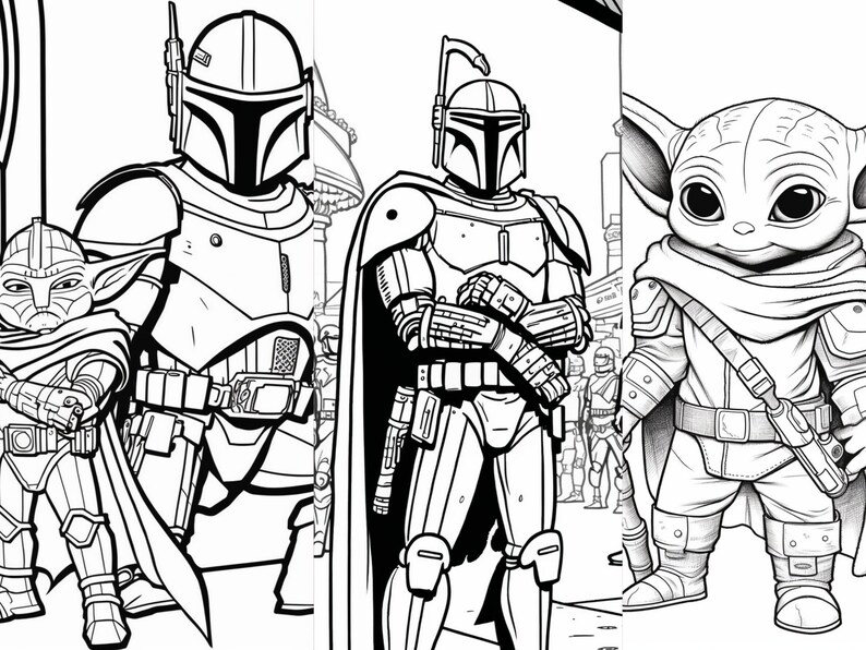 Printable Mandalorian and Grogu Coloring Pages for - Etsy Singapore