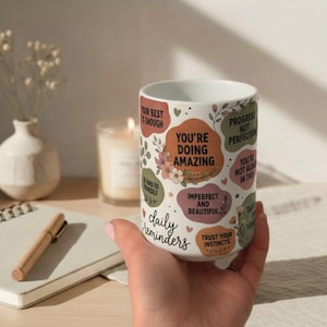 Mom Affirmation Mug Daily Reminder Mom Coffee Cup | Mental Health Gift | Motherhood Appreciation | Self Care Mug | Birthday Gift