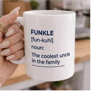 Funcle Definition-mugg, rolig farbrorpresent, modern farbrorpresent från systerdotter, minimalistisk farbror-födelsedagskaffekopp, fars dag