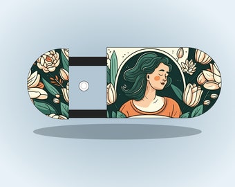 Girl with Flowers Illustration Art Webcam Cover - Infuse Your Laptop with Floral Elegance, notre dame, coworker anniversary gift