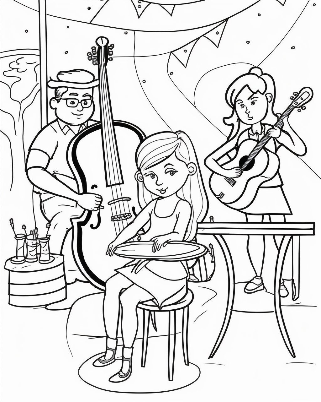 Musicians Coloring Page, Color Your Own Music Fest, Printable Coloring