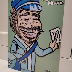Impresión artística de edición limitada de alta calidad de un Post Malone del artista irlandés Fitzy