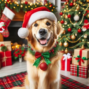 Tarjetas navideñas hechas a mano para perros: papel fotográfico brillante de primera calidad, juego de 7 encantadores diseños de Golden Retriever