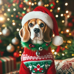 Handgemaakte kerstkaarten voor honden: premium glans fotopapier - Set van 7 charmante Beagle-ontwerpen