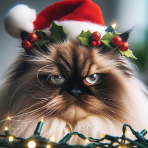 Handgemaakte kerstkaarten voor katten: premium fotopapier met glans - Set van 7 Birmaan-kattenontwerpen